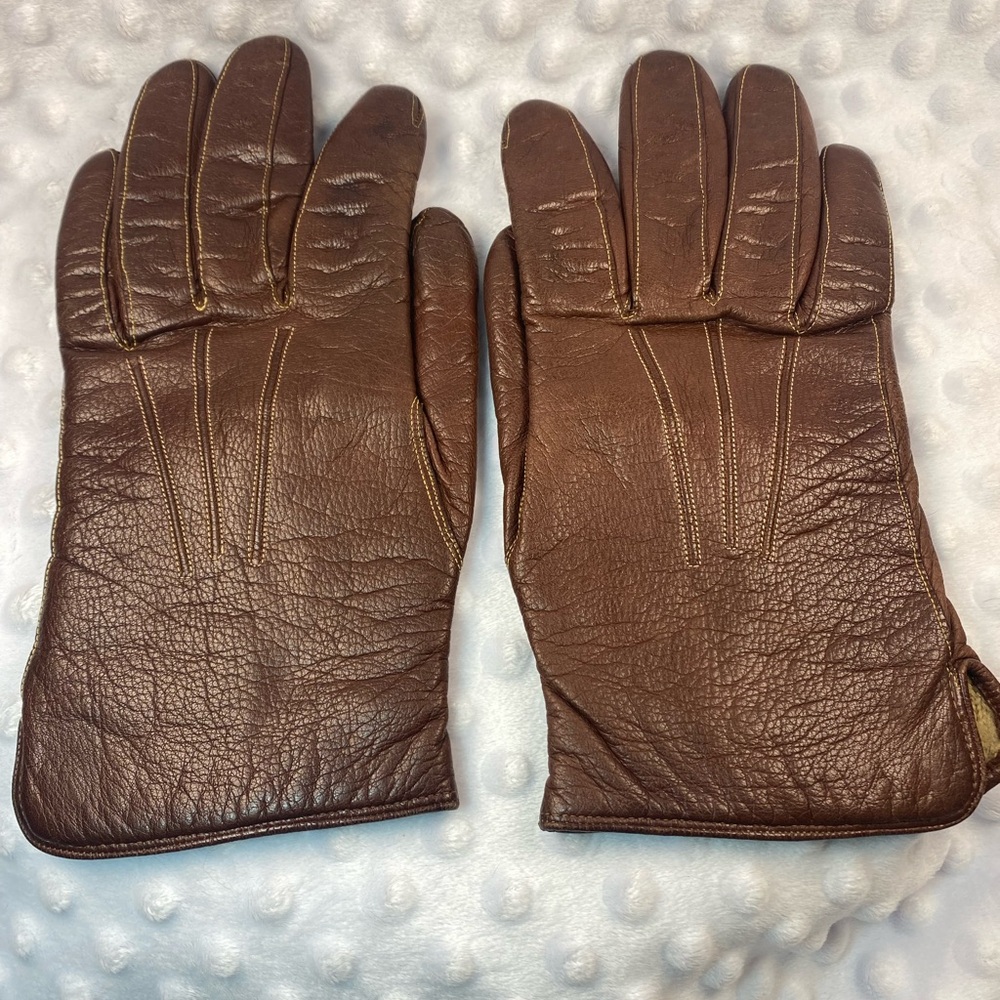 Vintage 1960’s Dark Brown Leather Gloves Fully Lined